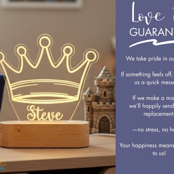 King Crown Night Light – Personalized LED Lamp for Kids Room - Picture 6 of 8
